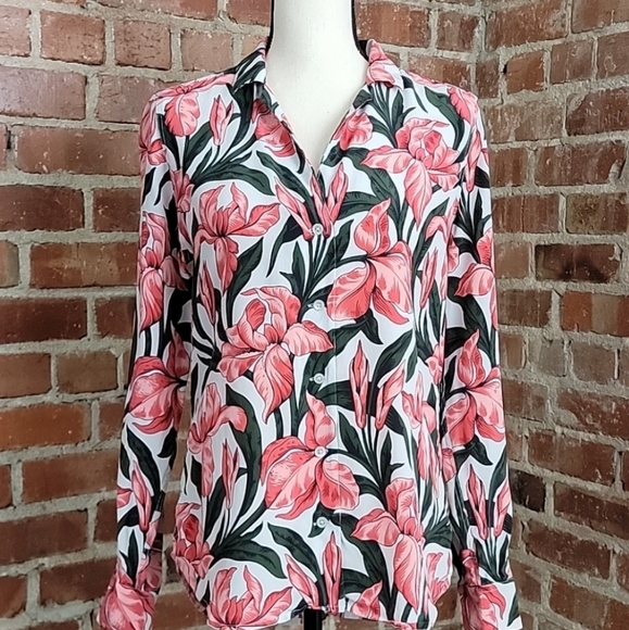 Equipment Adalyn Silk Floral Blouse in Amethyst Fog Cranberry Small - Picture 2 of 9